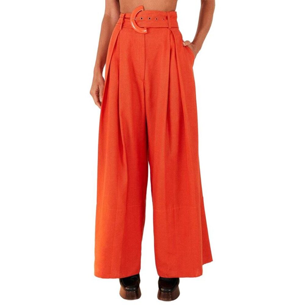 Farm Rio Womens Tailored Orange Colored Pants